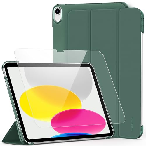 CACOE Case for iPad A16 11th/10th Generation with Screen Protector | (2025/2022) 11/10.9 inch Full Protective Tablet Cover for iPad 11/10 Gen,Dark Green