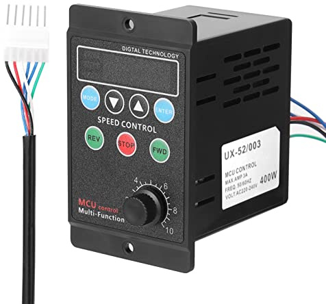 UX - 52 Motor Speed Controller 400W | AC 220V Digital Display with Slow Start | Multifunctional Regulator for Motors / Pumps / Fans | Blocking Protection & Settable Rate