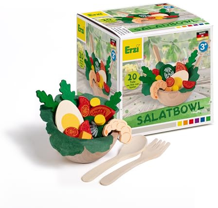 Erzi 28132 Sortierung Salat Bowl aus Holz, Kaufladenartikel für Kinder, Rollenspiele