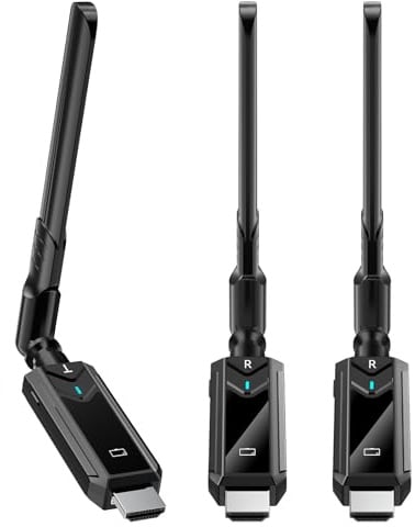 2026 Upgraded Transmisor HDMI Inalámbrico y Receptores, 1313 FEET/400M Transmisión Inalámbrica HDMI, Extensor inalámbrico 5G/1080P transmisión Laptop, cámara a TV, proyector, Monitor (Negro brillante)