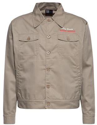 King Kerosin Herren Jacke · Workwear · Leichte Übergangsjacke · Worker Style · Leicht · Robust · Kurz · Geschnitten · Vintage · Heritage · Retro · 50s · Oldschool · Comic Artwork · Motor Garage