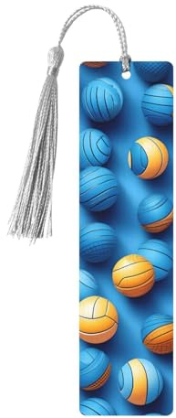 Blaues Volleyball-Lesezeichen-Set aus Holz mit Quasten, einzigartiges Lernzubehör, Geschenke für Leser