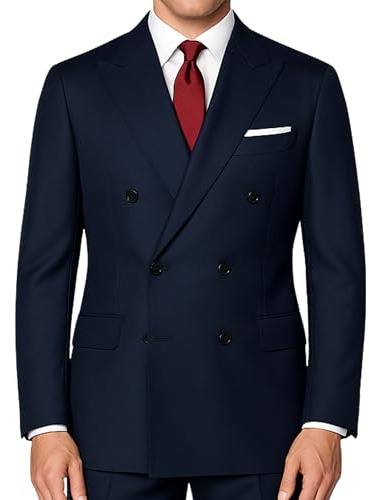 FH Menswear Men's Double-Breasted Classic-Fit Vinci Suit w/Flex Waist, Multiple Colors, Sizes 36S-62L - New, Navy Blue, 42R/36W