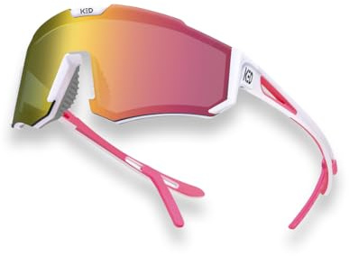 KED Ghost Jr Sportbrille Für Kinder 6–14 Jahre – Verstellbares Hakendesign, Gummiertes Nosepad, Stoßfeste Polycarbonat-Gläser Mit UV-Schutz