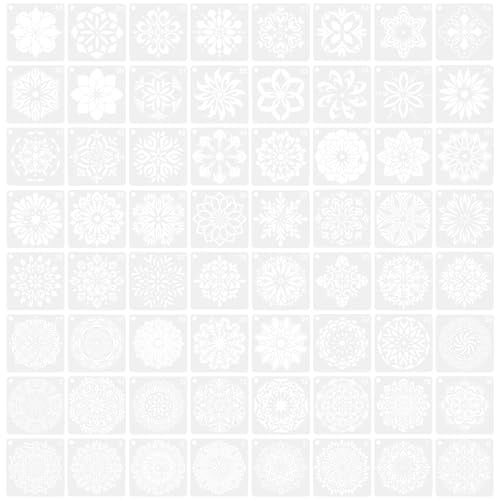 Toyvian Pochoirs Mandala Réutilisables 64 Modèles Décoratifs Compacts pour Peinture et Dessin Diy, Accessoires de Loisirs Créatifs pour Décoration Murale, Meubles et Galets