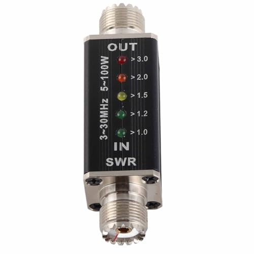 ANKROYU Professional Shortwave Standing Wave Meter 5W to 100W LED SWR Power Meter for Ham Radio Antenna Tuning with Alloy Steel Housing 3MHz to 30MHz Frequency Range