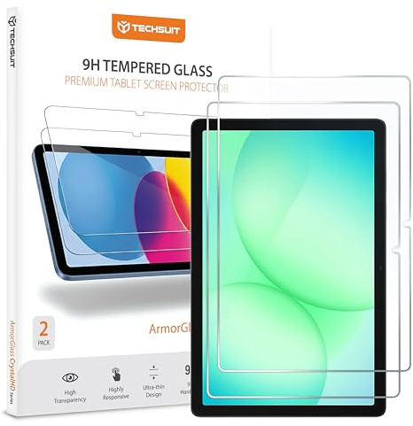 Techsuit Displayschutzfolie 2er Pack für Samsung Galaxy Tab A9 Plus, Galaxy Tab A11 Plus Gehärtetes Glas mit 9H Härte, HD Klarheit, Stoßschutz, Einfache Installation, ArmorGlass CrystalHD