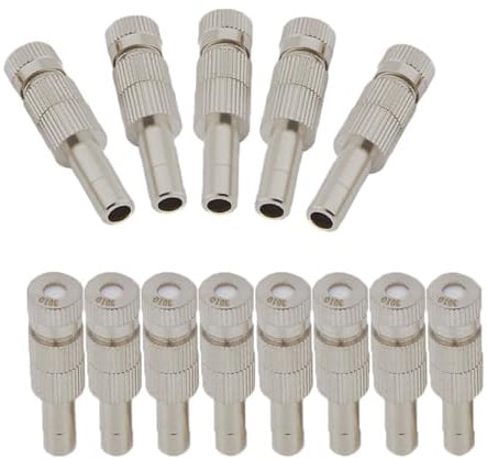 Ugello di nebulizzazione regolabile in ottone, Confezione da 50 ugelli nebulizzatori a bassa pressione con filtro, ottone 6 mm, orifizio 0,1-0(Orifice 0.4mm)