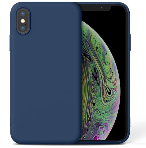 Nonional Silikon Hülle für iPhone X/Xs, Kameraschutz Stoßfest Kratzfest Dünn Handyhülle - Nachtblau