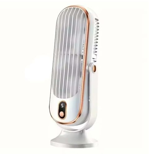 LUCKKY Tragbarer Tischventilator mit Klimaanlage und 5 Windgeschwindigkeiten, leiser Tischventilator mit 720° verstellbar, LED-Display, Tragbar Kleiner Ventilator für Schlafzimmer, Büro