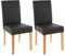 Lot de 2 chaises de séjour Littau - Simili-Cuir, Noir Mat, Pieds clairs