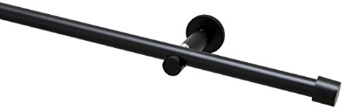 Garduna 320cm (2x160cm inkl. Verbinder) Gardinenstange Ø 16mm Cap modern, 1-lauf, schwarz (ohne Ringe)