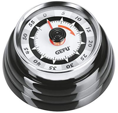 GEFU12290 Timer RETRO, analoger Küchentimer, magnetische Stoppuhr, Eieruhr, mechanische Küchenuhr, schwarz