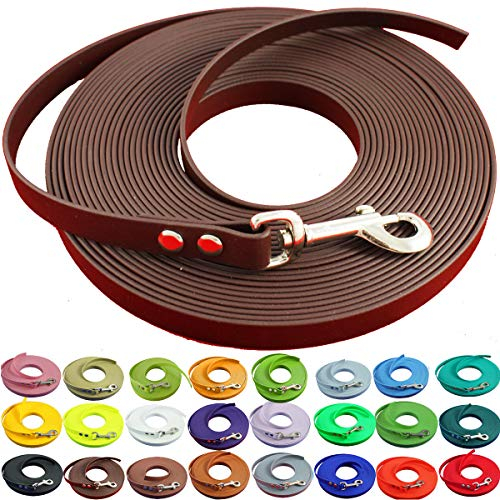 bio-leine Schleppleine 12mm aus Biothane - 10,0 m in Dunkelbraun I Hundeleine ohne Handschlaufe für kleine und große Hunde - Wasserabweisende Leine