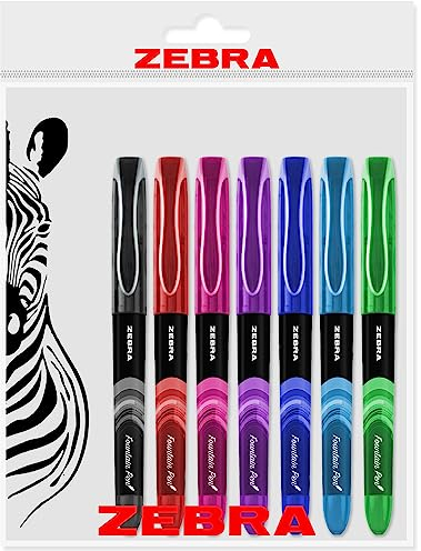 Zebra Fuente - Pluma estilográfica desechable (1 de cada color, 7 unidades)