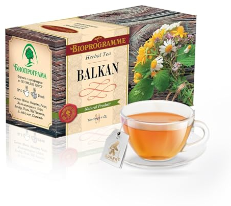 KUKER Balkan Herbal Tea Blend with Thyme Tea, Rosehips, Chamomile Flower & Wild Marjoram Herb - Herbal Infusions Tea with Thyme Herbal Tea - Fruit Teas & Herbal Tea Mix - 20 Tea Bags, 30g
