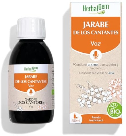 HERBALGEM - Jarabe de los Cantantes - Brillo Vocal - Para las Cuerdas Vocales - Enriquecido con Yemas - Receta Tradicional - Certificado Ecológico - 250 ml