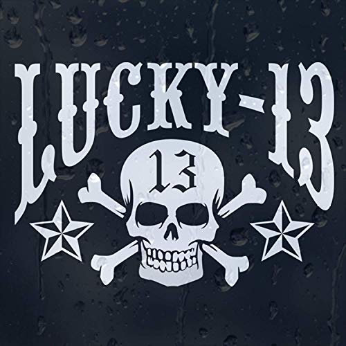 Lucky 13 Schädel Vinyl Aufkleber (200 x 100mm)