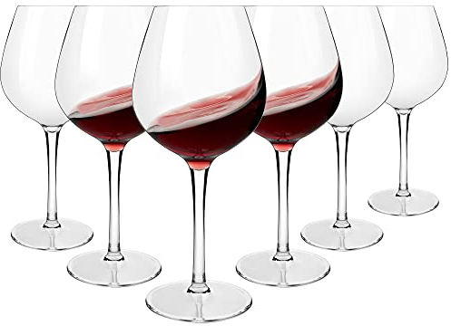 COOKY.D Incassable Verres à Vin Rouge de Bordeau 480ml, Tritan-Plastique Grand Verres à Vins pour Mariage et Fête, Lave-vaisselle Garanti, Lot de 6