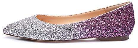 Castamere Donna Piatto Tacco Moda Antiscivolo Ballerine Punta Appuntito Basse Scarpe Viola Multicolore Bling Scarpe EU 45