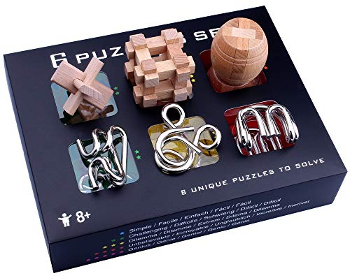 ZEIHAOWAN 6PCS 3D Draht Metall würfel Denkaufgabe Puzzle Set,Pädagogisches IQ Challenge Interlocked Spielzeug,Spiel magischen Würfel Übung Kinder Fähigkeit, Geburtstag, Weihnachten, Geschenk