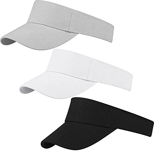 URATOT 3 Stück Sonnenblende Hüte Verstellbare Sport Caps Leere Top Visor Cap für Damen und Herren - Schwarz - Large