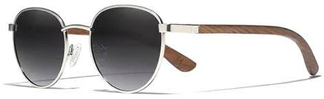 KINGSEVEN Nussbaumholz Runde Sonnenbrille Männer Frauen Polarisierte Verspiegelte Stilvolle Retro-Brille W5519