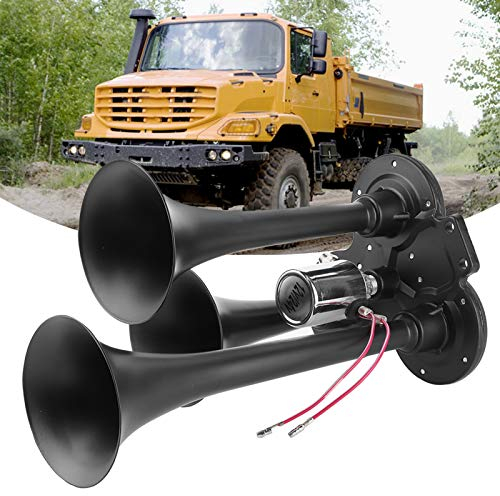 Lufthupe, elektrische Lufthupe 3 Trompeten 12 V/24 V 135 dB lauter Sound, passend für LKW, Auto, SUV, Zug