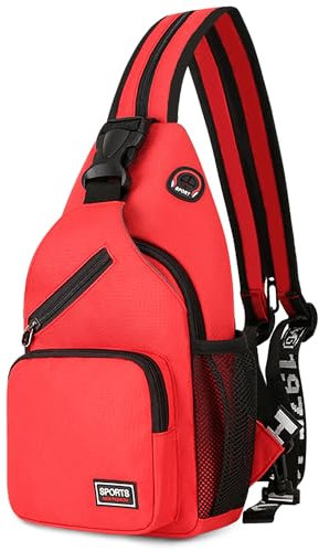 VARLIVOO Mode Damen Sling Bag Klein Crossbody Bag Frauen Schultertasche Umhängetaschen Sporttasche Hiking Reisen Sling Rucksack Wasserdicht Polyester Rot