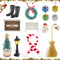 Shinybox Wichteltür Zubehör Set, 14 Stück Miniatur Wichtel Set mit Gartenbank, Schneemänner, Straße Licht, Stiefel, Teppich, Weihnachtsbaum, Besen, Weihnachtskranz, Geschenkbox, Weihnachten Deko