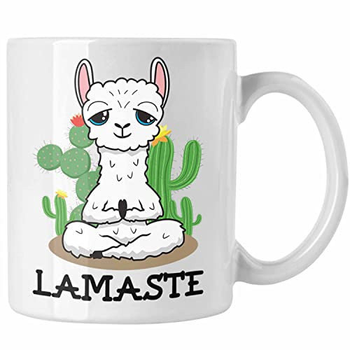 Trendation - Llama Lamaste Yoga Tasse Lustig Geschenk Lama Yoga-Posen Sport Geschenkidee Sport (Weiß)
