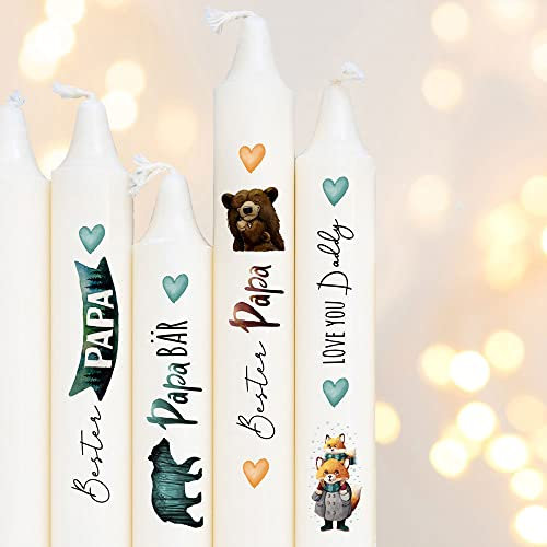 ilka parey wandtattoo-welt Kerzensticker Kerzentattoo Kerzentattoos Tattoofolie Bester Papa Dad Vater Geschenk Papabär für Kerzen oder Keramik A6 Bogen DIY Stickerbogen kst38