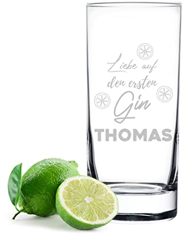 polar-effekt Gin Glas 485 ml mit Gravur - Trinkglas mit Namen - Geschenkidee für Ginliebhaber - GIN-Sprüche Männergeschenk - Geburtstagsgeschenk Party-Set