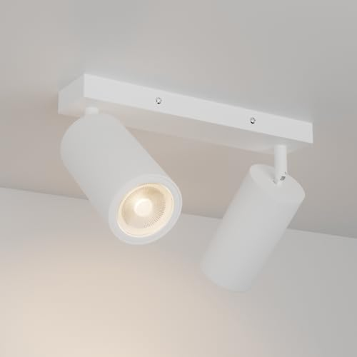 Aipsun Deckenstrahler 2 Flammig Weiß, GU10 Deckenstrahler, LED Deckenleuchte Schwenkbar 350° GU10 Deckenlampe Spot für Schlafzimmer, Küche, Wohnzimmer (ohne Leuchtmittel)