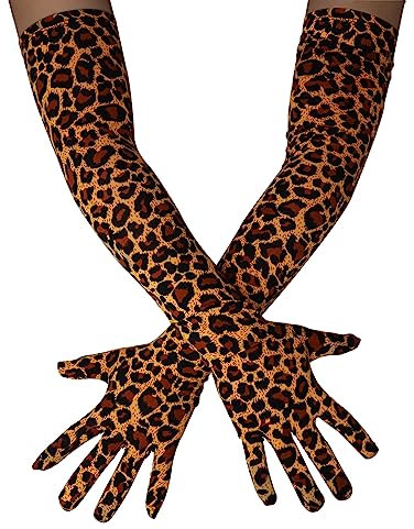Sheface Lange Handschuhe für Herren und Damen, 55,9 cm, Spandex, dehnbar, Kostümhandschuhe, Bankett, Party, Hochzeit, Handschuhe, Leopard, Einheitsgröße