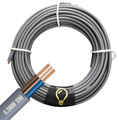 SHPELEC® Electrical Grey Twin and Earth 6242Y Cable - 6mm Mains Socket Ring Twin and Earth 6242Y Cable (6mm, 10m)
