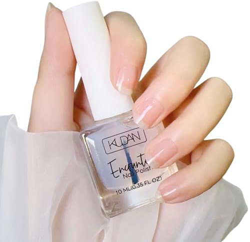 Clear Nail Polish, 2 in 1 Nail Varnish Quick Dry Top Coat & Base Coat Nail Polish Glossy Finish & Long Lasting Nail Coat Non-Toxic Water Based Natural Nail Varnish No Need Cure