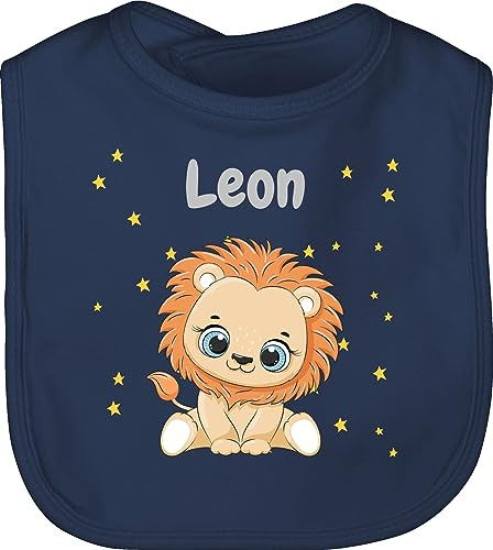 Baby Lätzchen - Süßer Löwe Löwen Löwenmotiv König der Tiere Lion - Unisize - Navy Blau - personalisierte geschenke tier latz personalisiertes leo bibs personaliesirtes lions babylatz junge