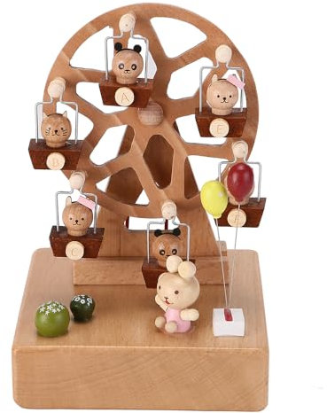 LONEEDY Holz Spieluhr Weihnachten Schneeflocke Dekoration Elch Custom Exklusives Spielzeug Geschenke für Jungen und Mädchen Rotation Handwerk (Riesenrad)