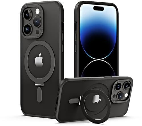 Uioeua Compatible for iPhone 13 Pro Max Case with Magnetic Ring Stand,[Compatible with MagSafe] [Military Grade Drop Protection] Light Slim Shockproof Kickstand Case for iPhone 13 Pro Max-Black