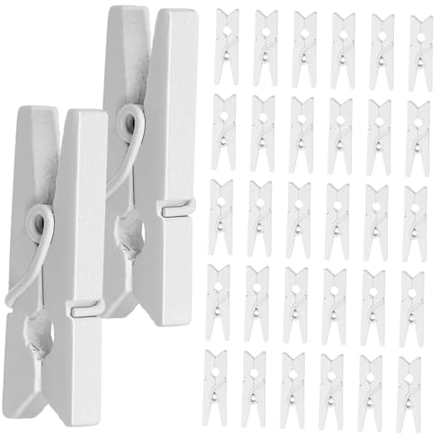 Vaguelly 100pcs Mini Pinces à Linge Robustes en Bois Épingles à Linge Petite Clips Photo Décor pour Bricolage Loisirs Créatifs Blanc 2.8cm