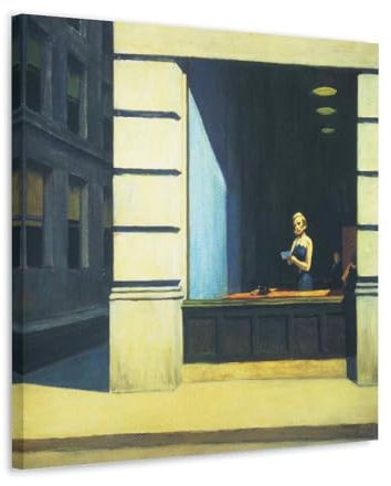 WurBu Edward Hopper Artworks Druckposter, dekoratives Gemälde, Leinwand, Wandkunst, Wohnzimmer, Schlafzimmer, 60 x 60 cm