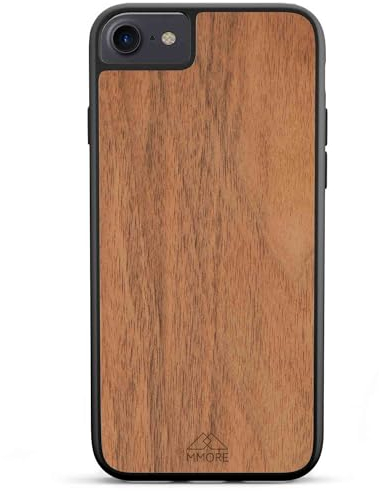 MMORE - Handyhülle aus Europäischer Nussbaum Holz, kompatibel mit iPhone 6 | 6S | 7 | 8 | SE2 2020 | SE3 2022 - Voller Schutz, Langlebig, Sturzgeprüft, Schlank Design