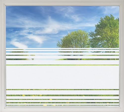 GRAZDesign Sichtschutzfolie Fenster Streifen, Fensterfolie zur Deko/Sichtschutz, Glasdekorfolie Blickdicht (140x57cm)