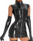 Sexy Kleid Damen - Latex Dessous Frauen Sexy, Lackleder Kleid Rock Lack Leder Kleid Dessous Minikleid Clubwear Reissverschluss Club Anzug Enge Kleidung