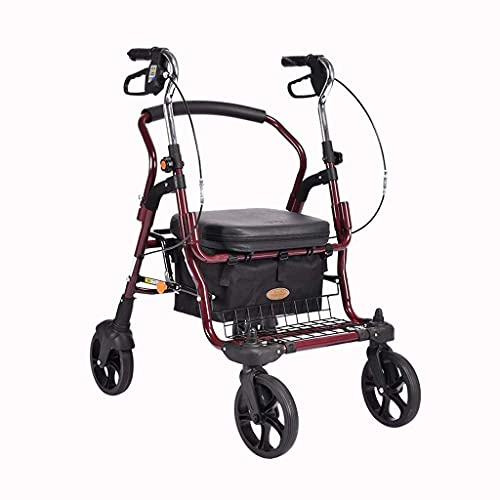 YAODCHU Karren, Einkaufswagen Old Man Trolley Walking Scooter Alter Einkaufswagen Vierrad mit Sitzanschluss Klappbarer Rollstuhl Lebensmittelwagen