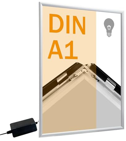 SPRINTIS LED-Plakatrahmen A1, silber, eleganter Klapprahmen mit 2,5 cmAluminiumprofil und leuchtender Rückwand für einen beeindruckendenAuftritt