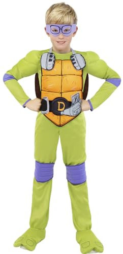Funidelia Déguisement Officiel de Donatello - Les Tortues Ninja pour garçon, Costume avec masque, carapace, ceinture et genouillères, Déguisements de Carnaval, Halloween et Fêtes – Taille 7-9 ans