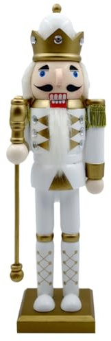 Nussknacker Soldat 30 Cm Traditionelle Weihnachtsfiguren Dekoratives Weihnachtsornament Auf Holzständer Für Kinder Sammler Heimdekorateure Geschenkgeber Feiertagsliebhaber (Zepter Edition)