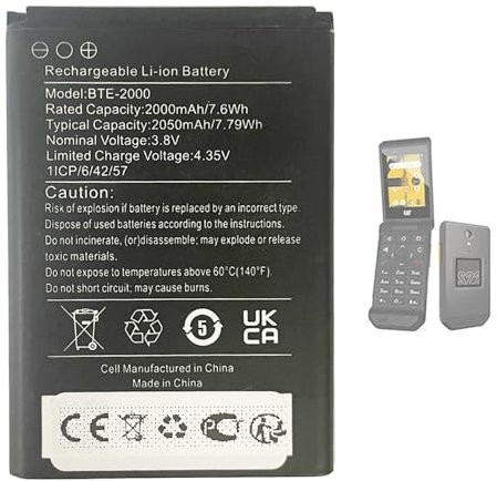 Aousavo BTE-2000 ersatz akku Kompatibel mit Caterpillar CAT S22,CAT S22 Flip Telefon Seniorenhandy BTE-2000